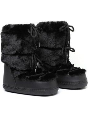 Cozy Faux Fur Mid-Calf Snow Boots for Women | Fuzzy Furry Winter Ski Footwear